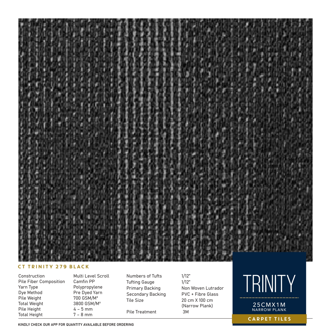 Trinity 279 Black Divine Carpet Tile