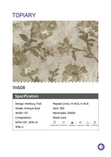 Antique Gold Printed Fabric - 114508