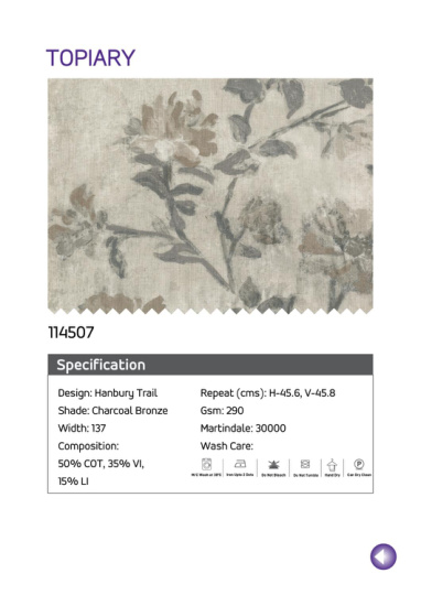 114507 Charcoal Bronze Printed Fabric - Stylish & Durable