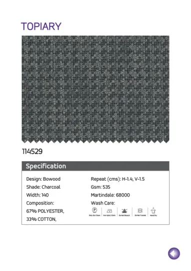 114529 Charcoal printed fabric