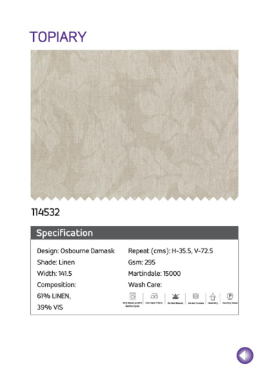 114532 Natural Linen Fabric with Printed Designs