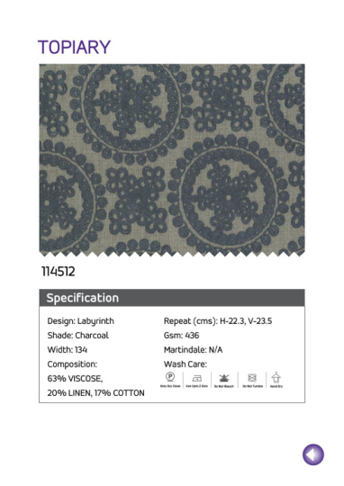 114512 Charcoal printed fabric