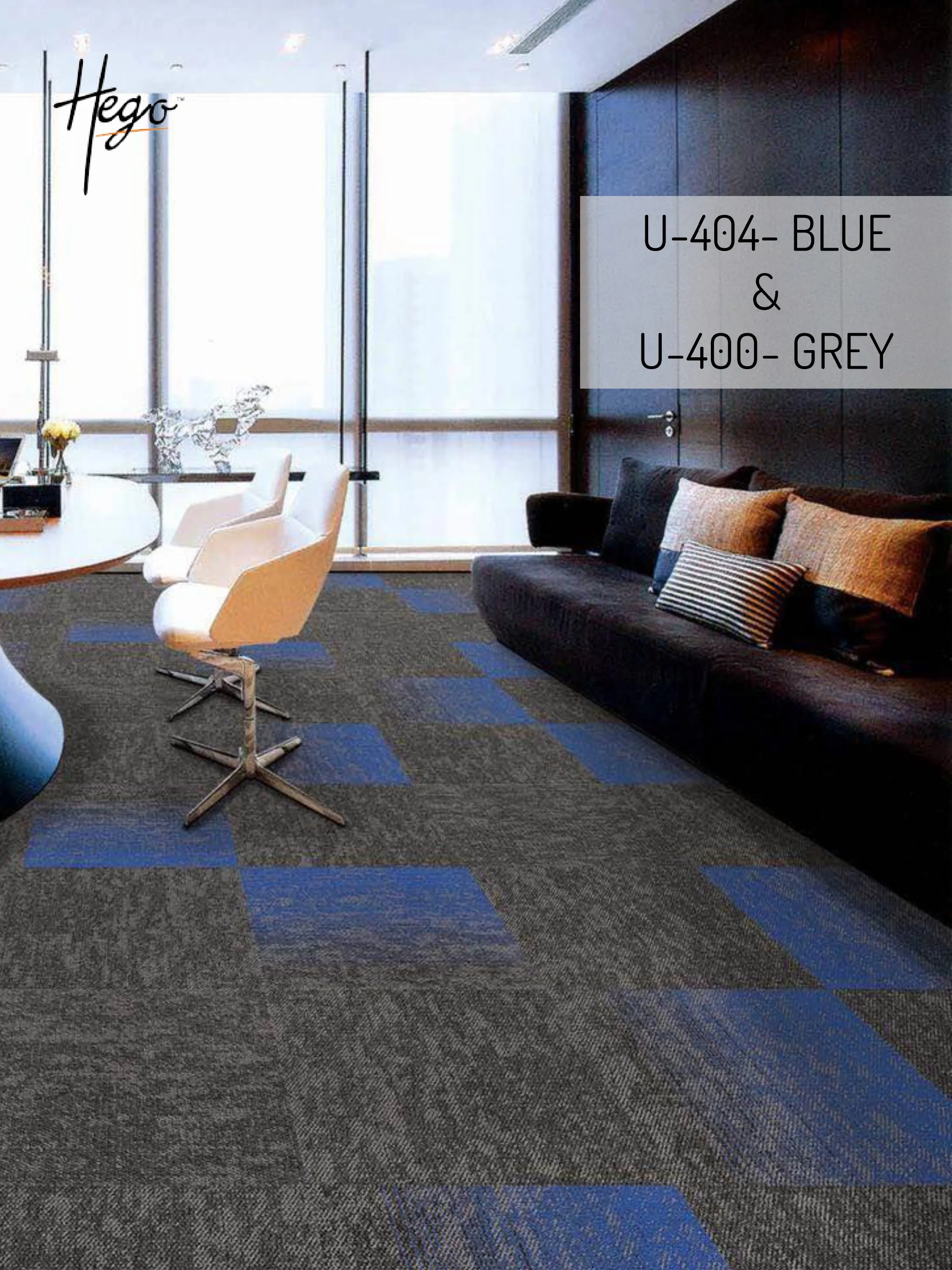 Unique Carpet Tile U-404-Blue & U-400-Grey