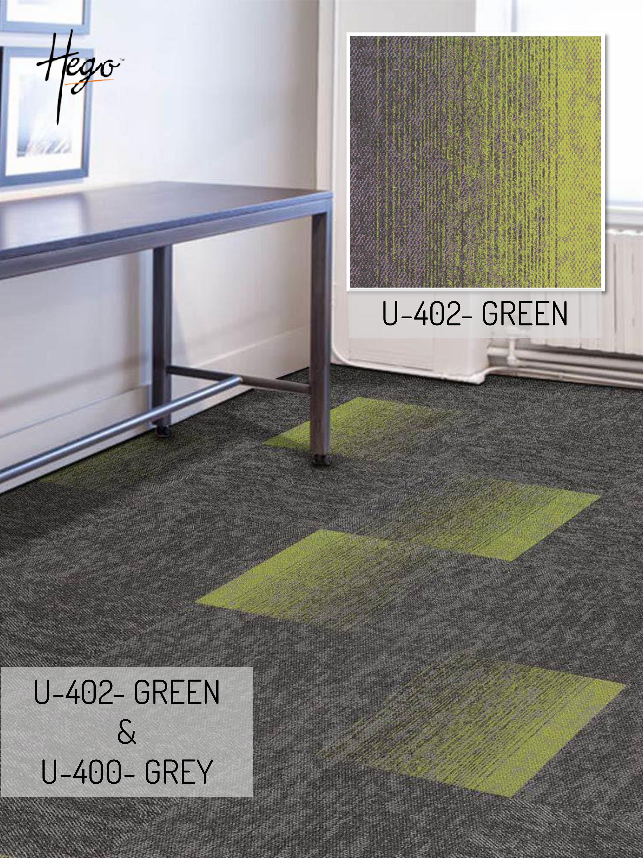 Stylish Carpet Tiles - Green & Grey U-402/U-400