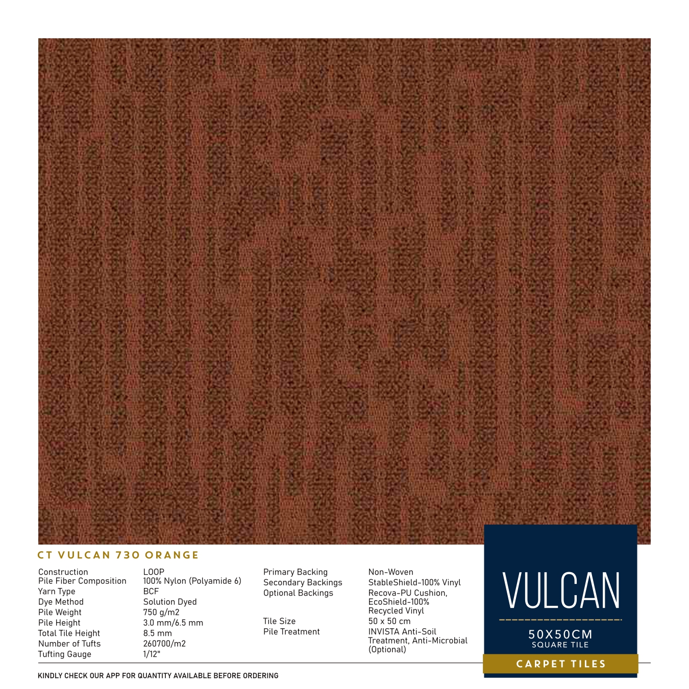 CT Vulcan 730 Orange Divine Carpet Tile