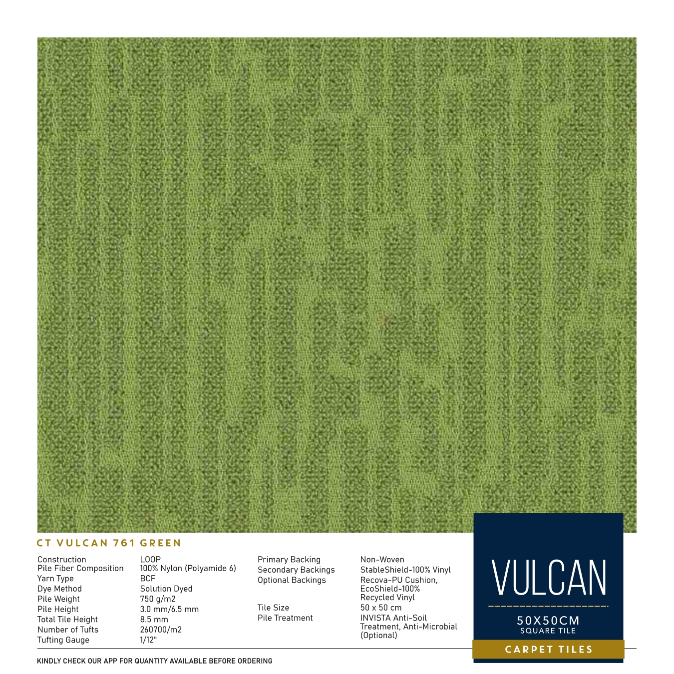 CT Vulcan 761 Green Divine Carpet Tile