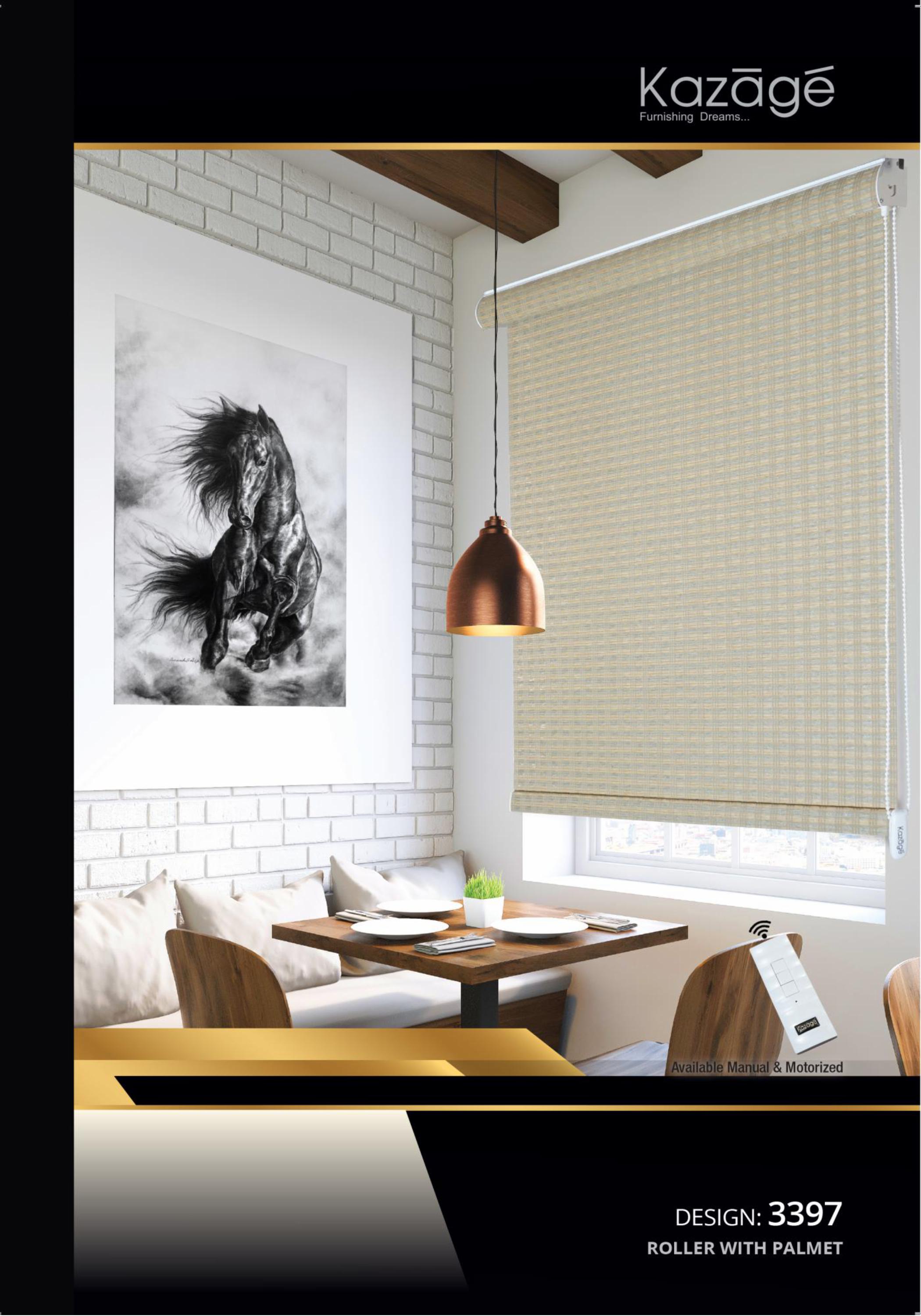 Kazage Roller Zebra Blinds with Pelmet - Model 3397