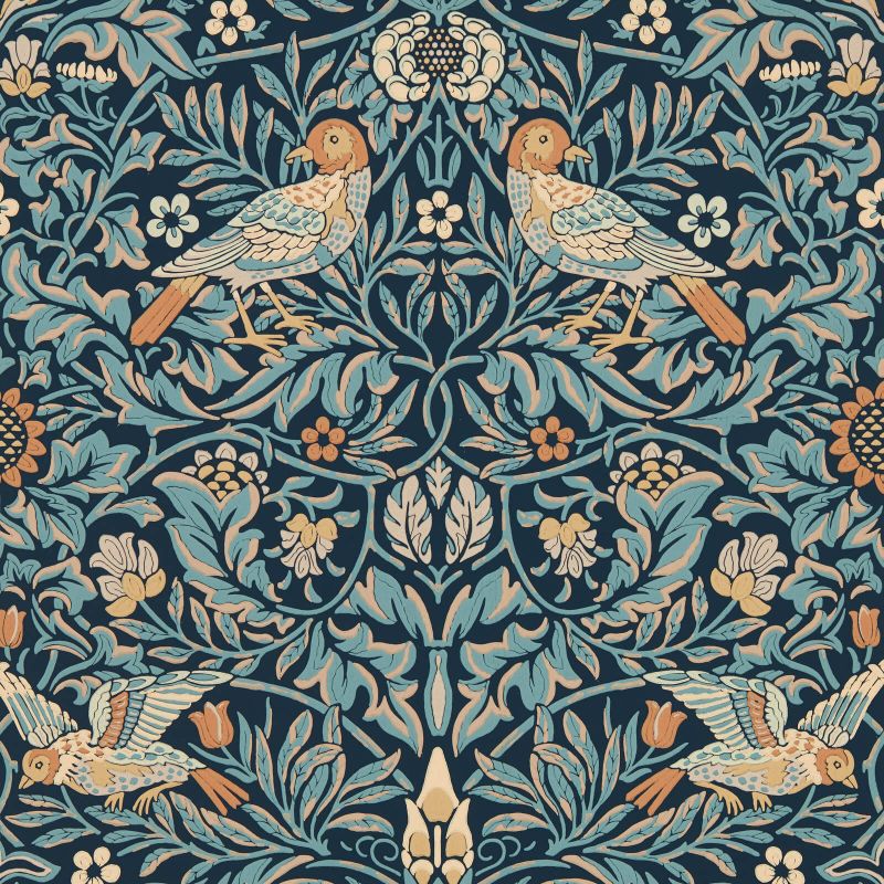 Morris & Co. Bird Webbs Blue Wallpaper – Classic Design