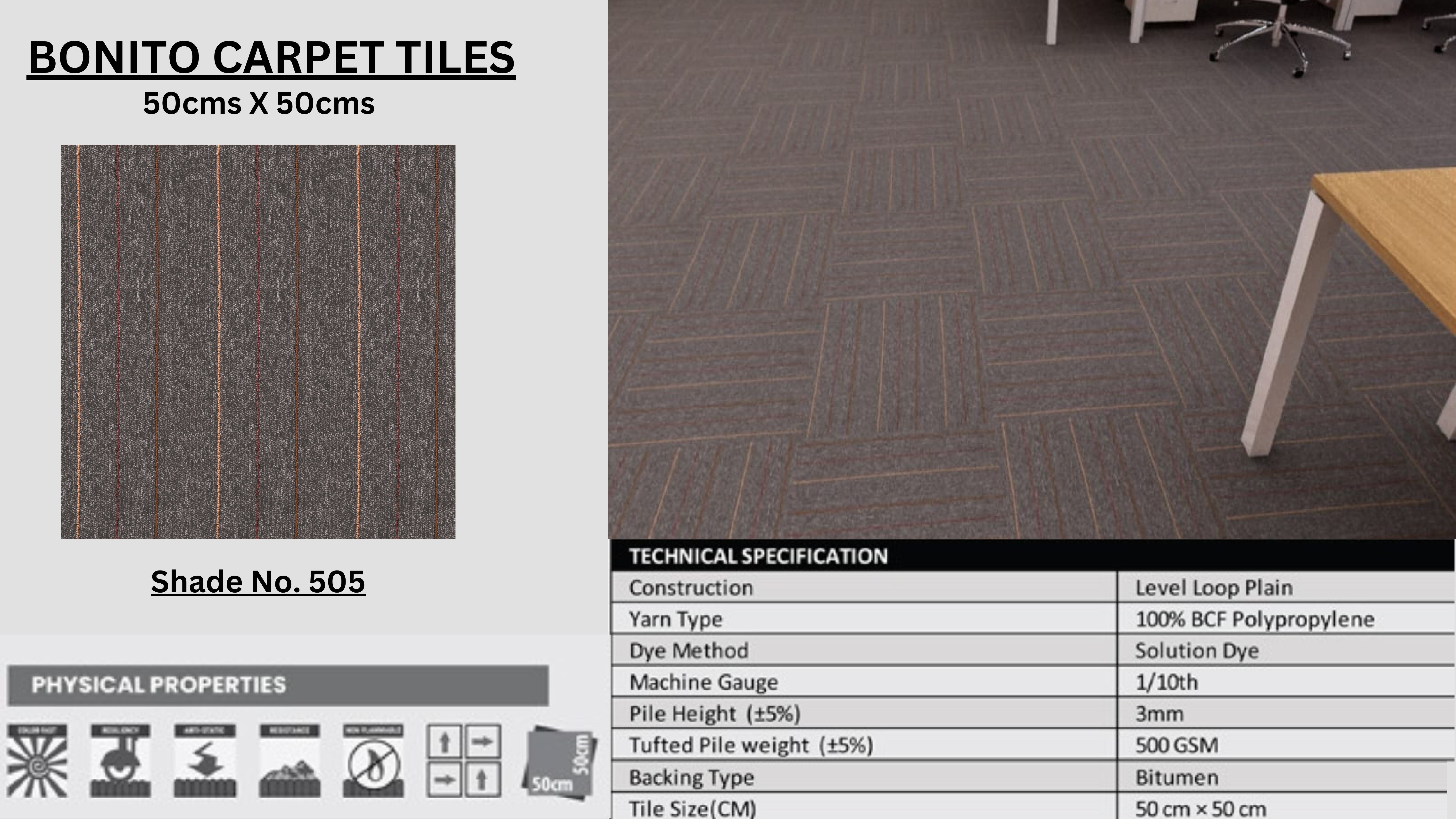 Bonito Carpet Tiles 50cm x 50cm Shade-505 - Premium Quality