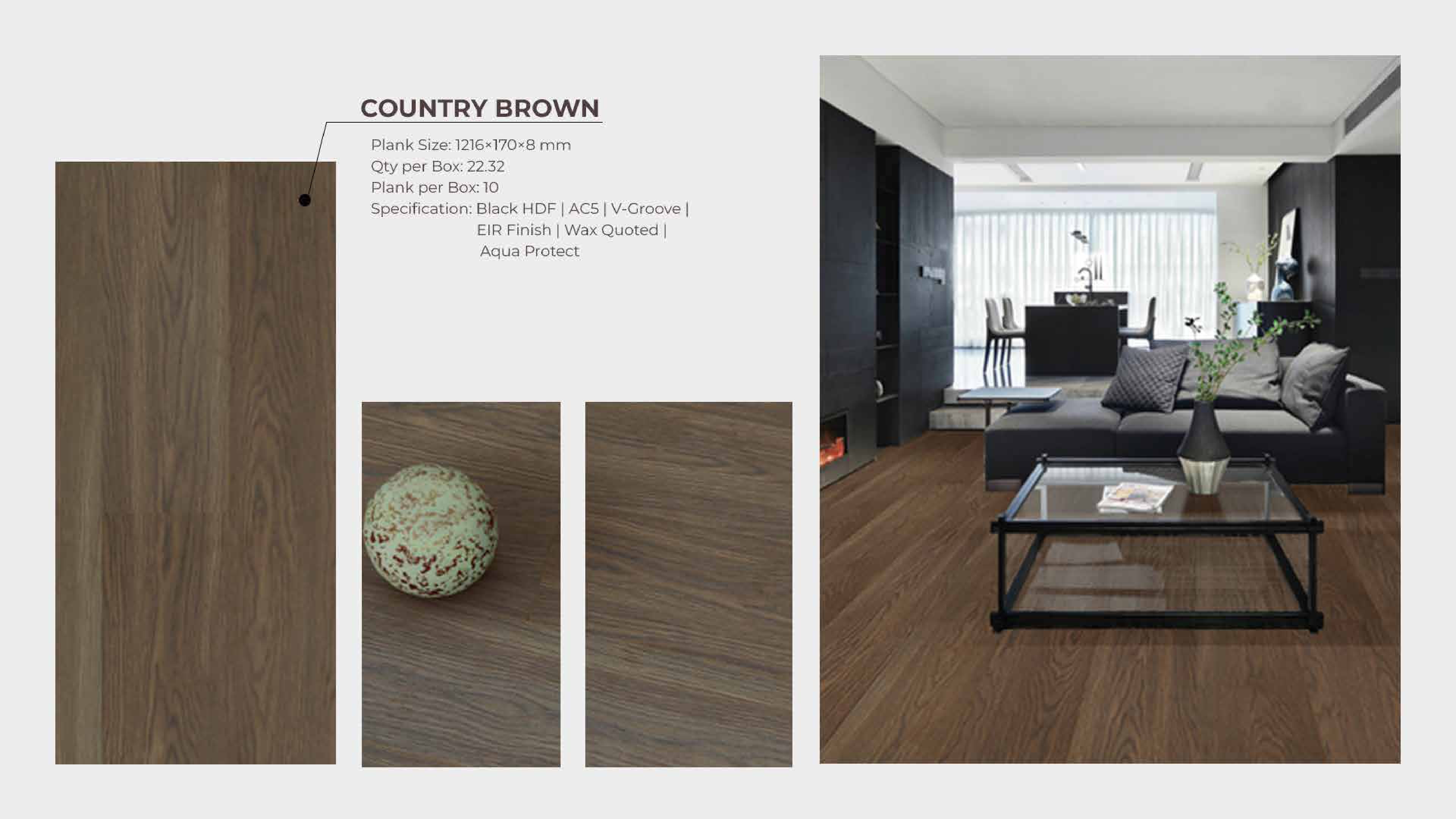 1220x170x8mm Country Brown Farsh Laminate Flooring