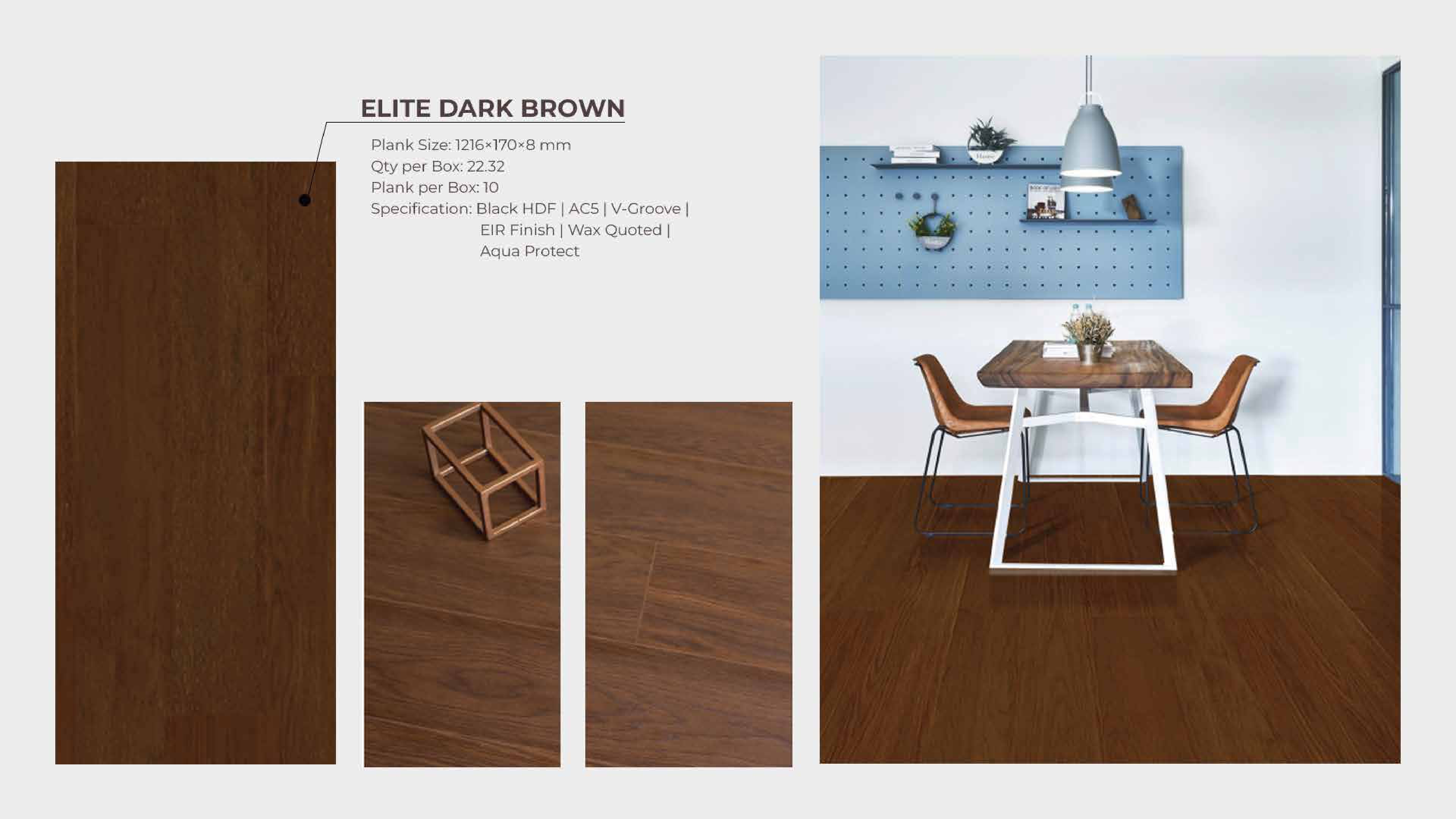 1220x170x8mm Elite Dark Brown Farsh Laminate Flooring