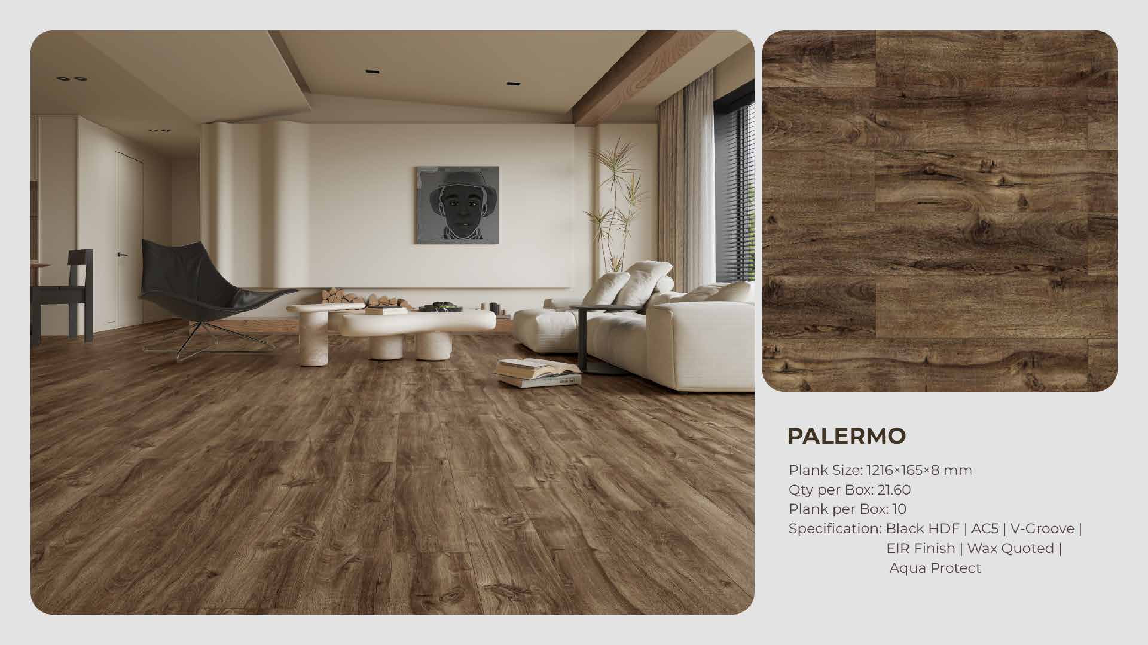 1216x165x8mm Palermo Farsh Laminate Flooring