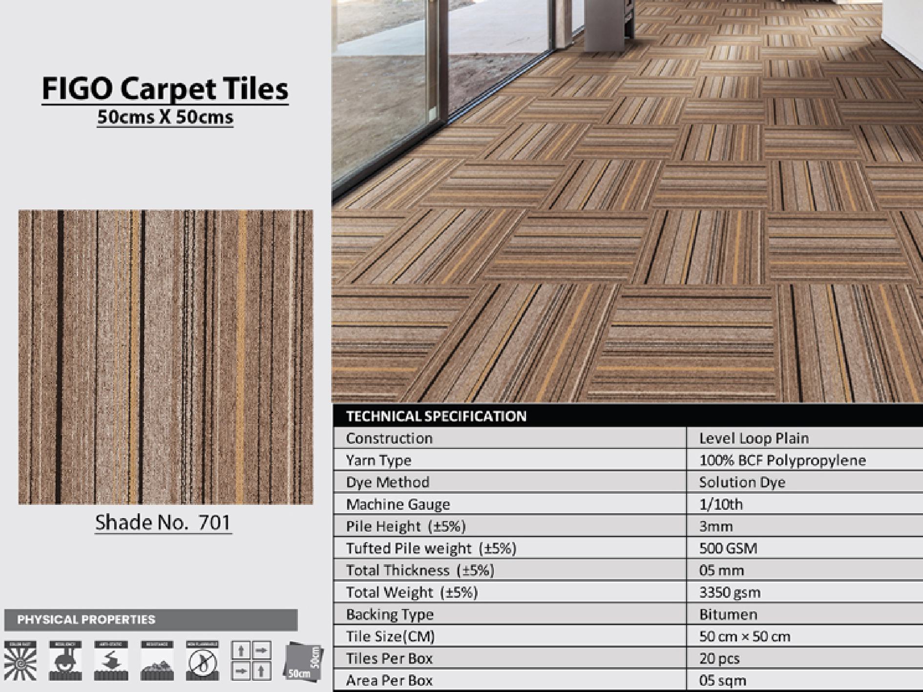 Figo Carpet Tile 50x50cm Shade-701 – Stylish Flooring