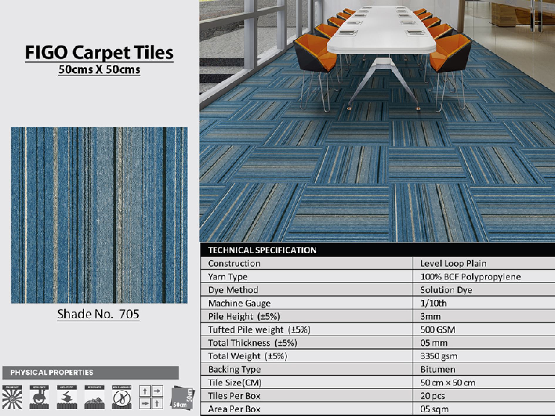 Figo Carpet Tile 50x50cm Shade 705 - Durable & Stylish