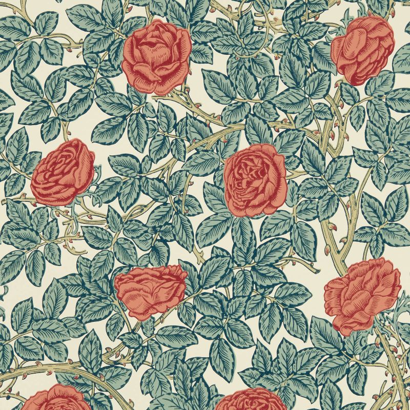 Morris & Co. Rambling Rose Wallpaper - Classic Floral Design