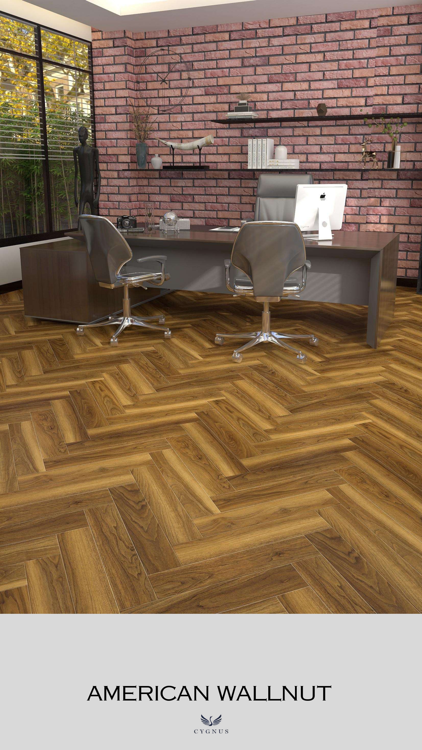 AMERICAN WALLNUT WS Unilock Herringbone Laminate Flooring - Durable & Stylish