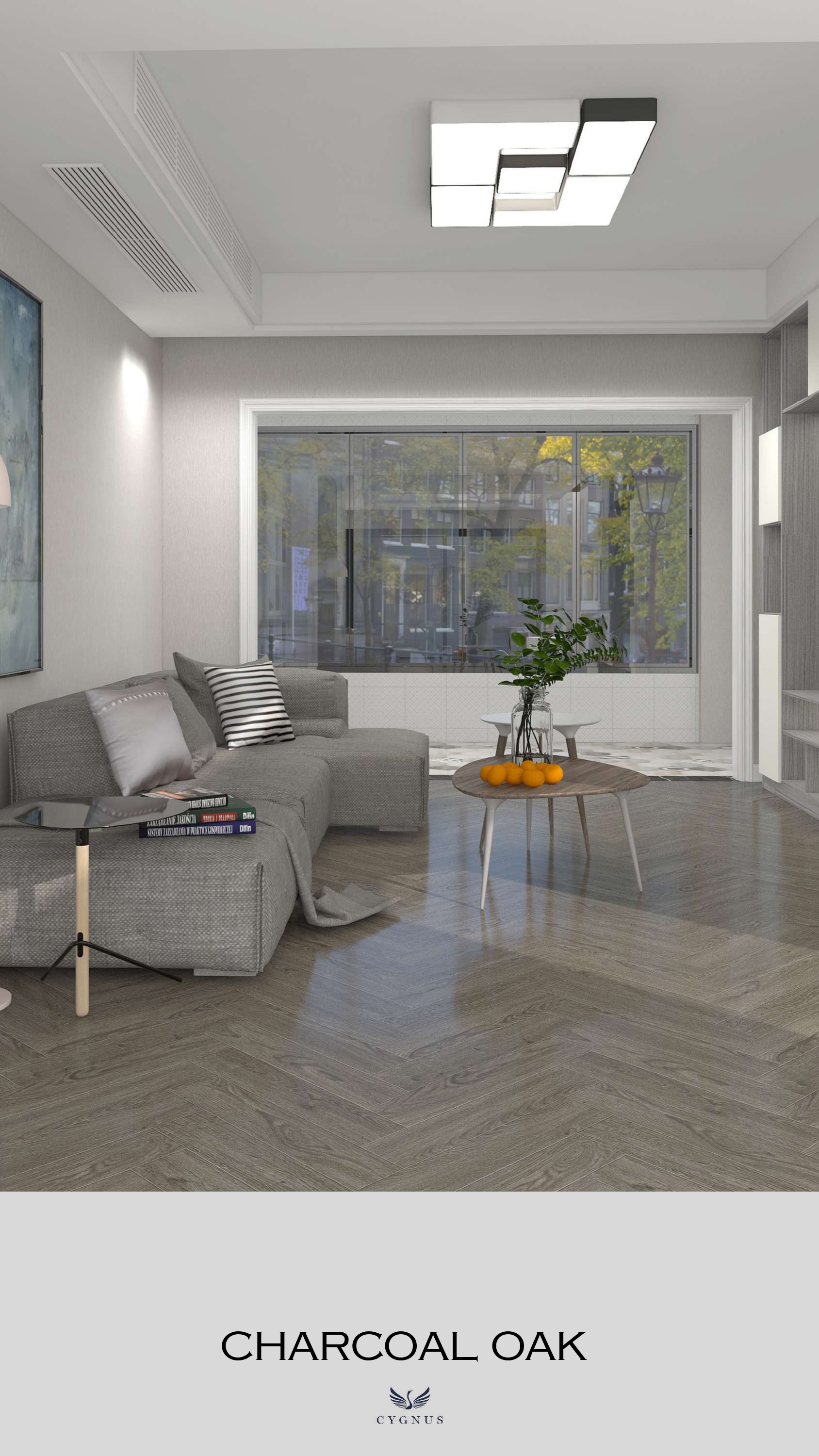 CHARCOAL OAK WS Unilock Herringbone Laminate Flooring - Durable & Stylish