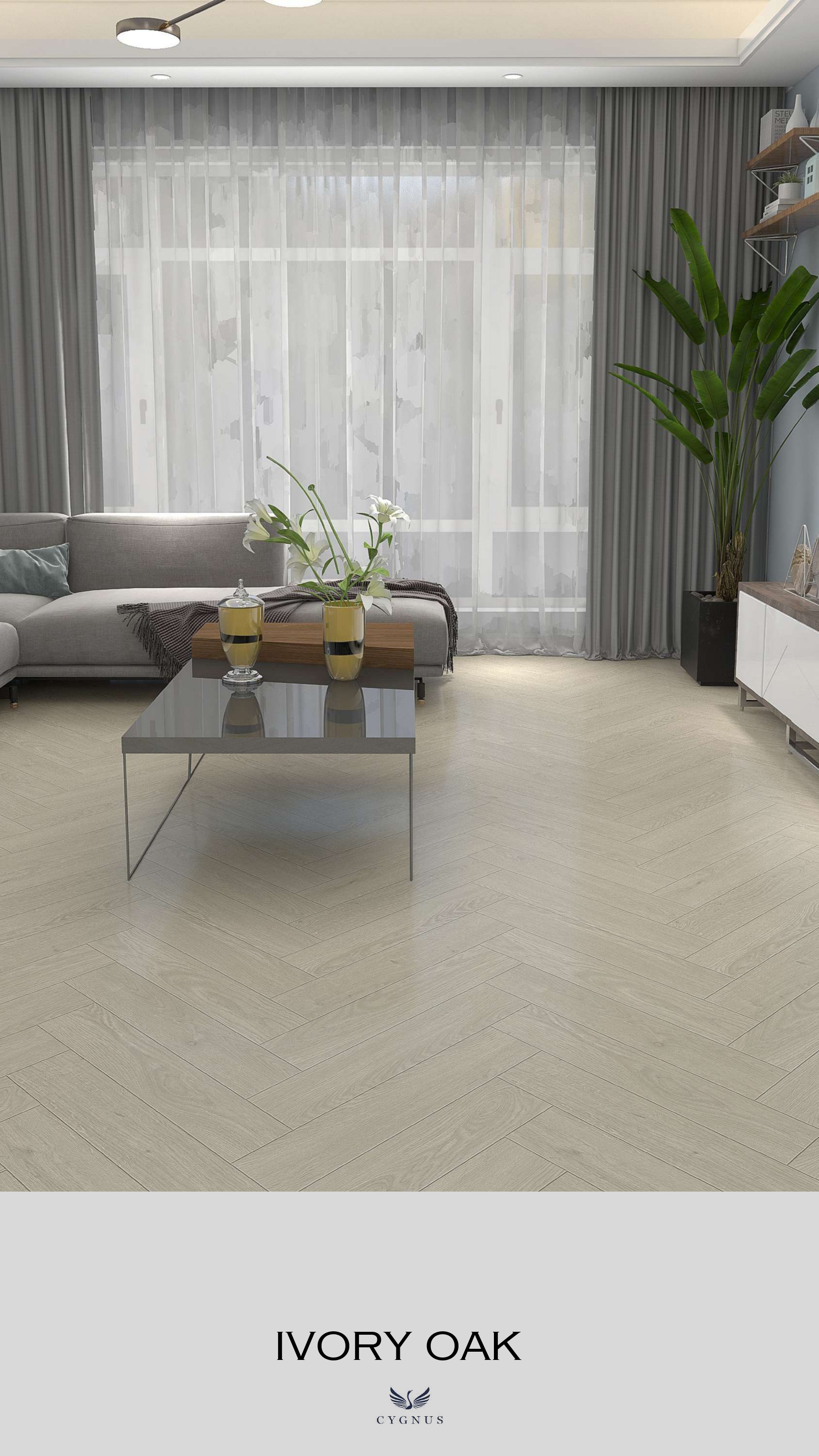 Ivory OAK WS Unilock Herringbone Laminate Flooring - Durable & Stylish