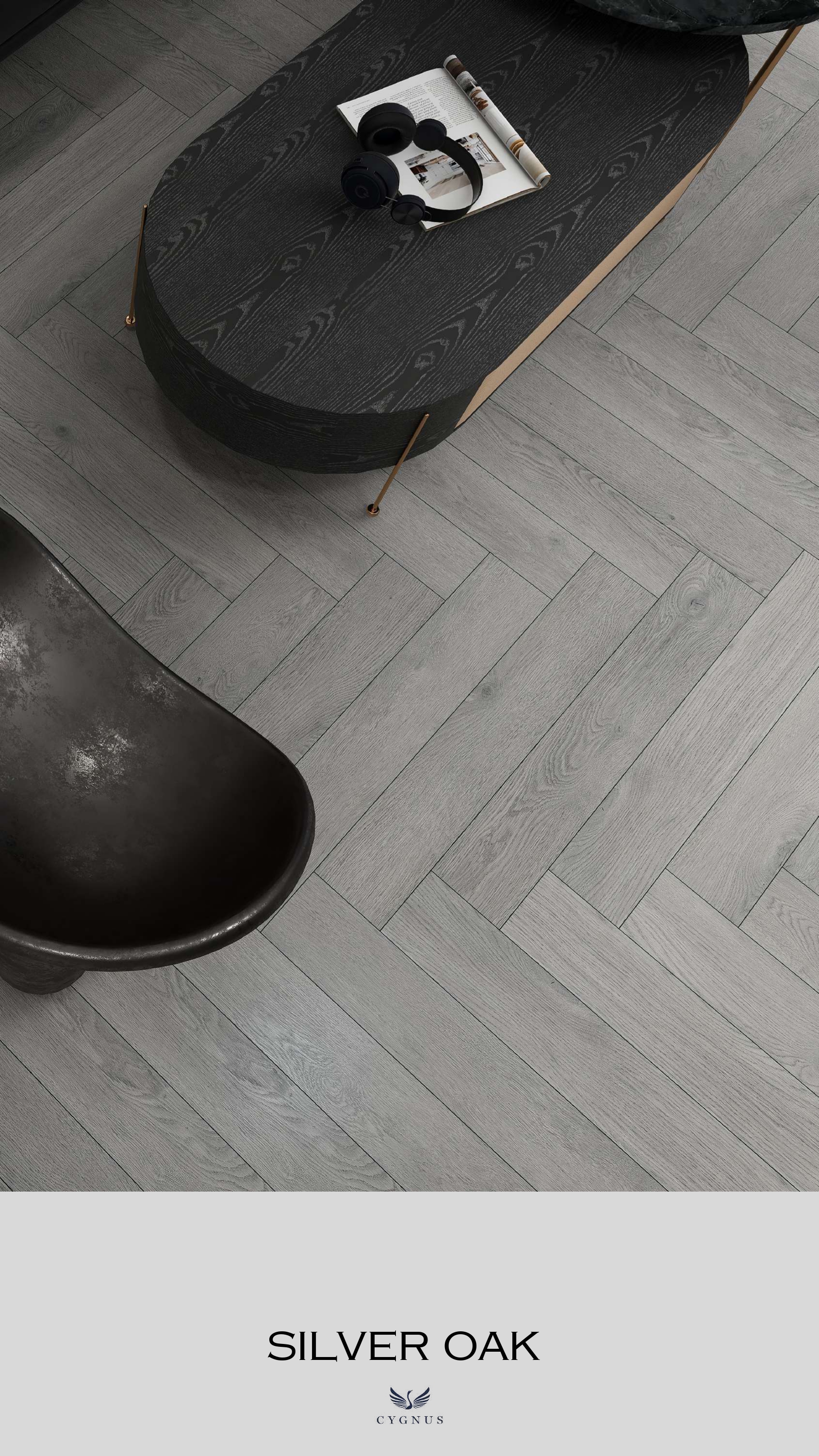 Silver OAK WS Unilock Herringbone Laminate Flooring - Durable & Stylish